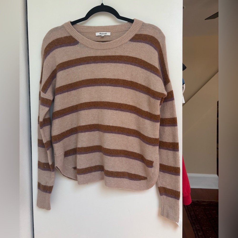 Madewell Brown and Cream Crew Neck Sweater